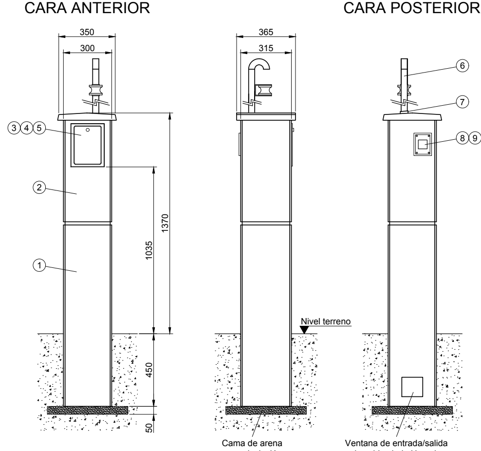 Pilar Hormigón Acometida Aérea Monofásica PAM1U Electroductos