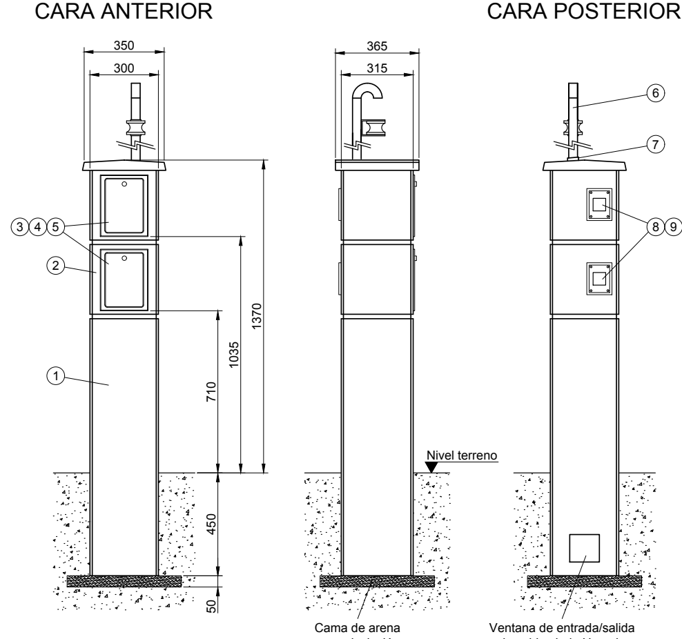 Pilar Hormigón Acometida Aérea Monofásica 2 Usuarios PAM2U Electroductos
